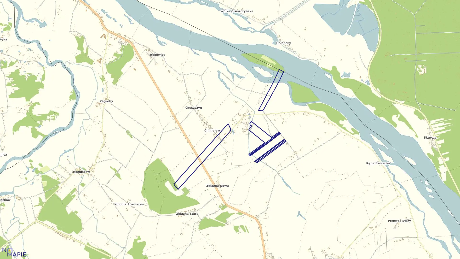 Mapa obrębu Chmielówek gmina Magnuszew