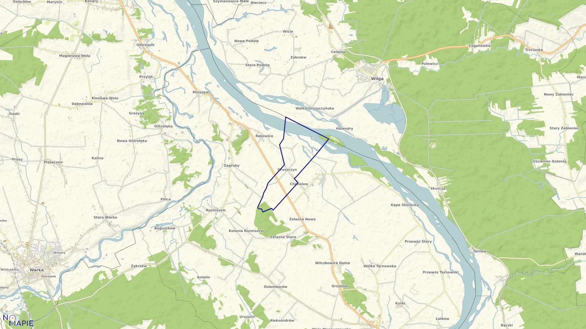 Mapa obrębu Gruszczyn gmina Magnuszew