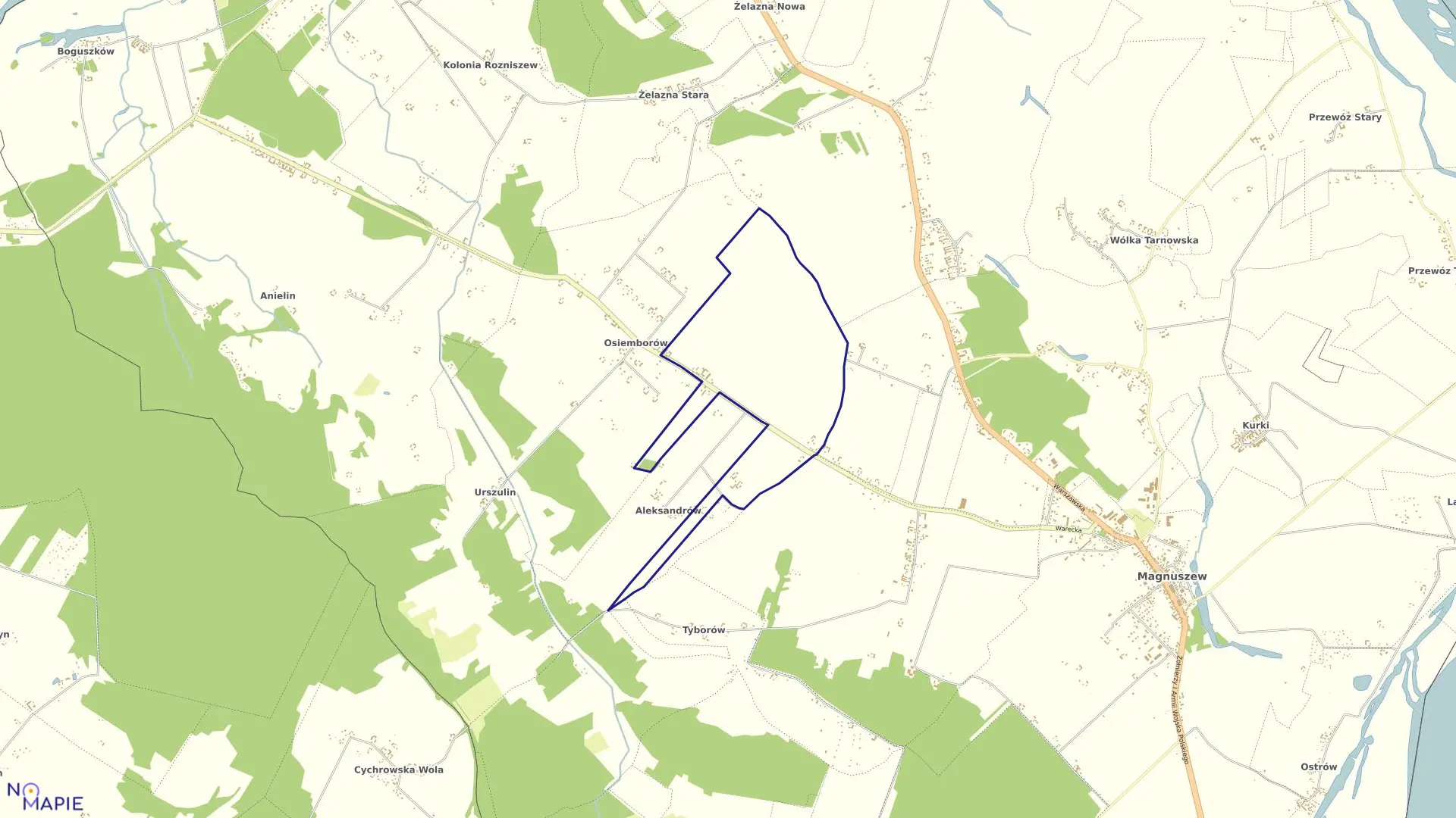 Mapa obrębu Józefów Osiemborowski gmina Magnuszew