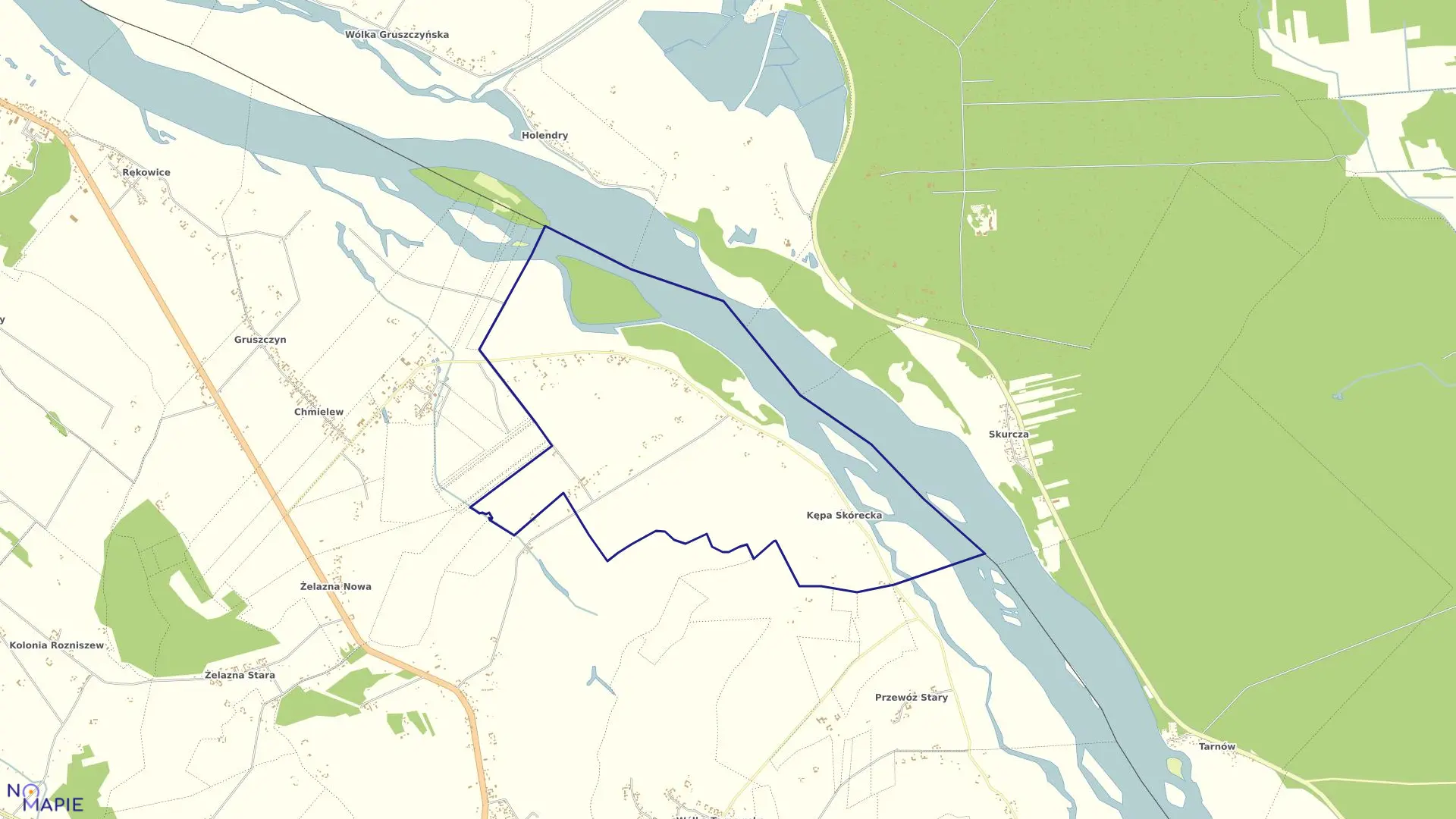 Mapa obrębu Kępa Skórecka gmina Magnuszew