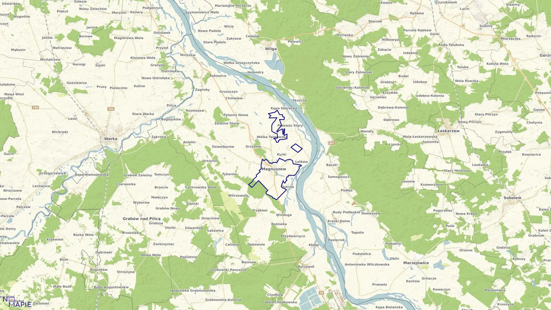 Mapa obrębu Magnuszew gmina Magnuszew