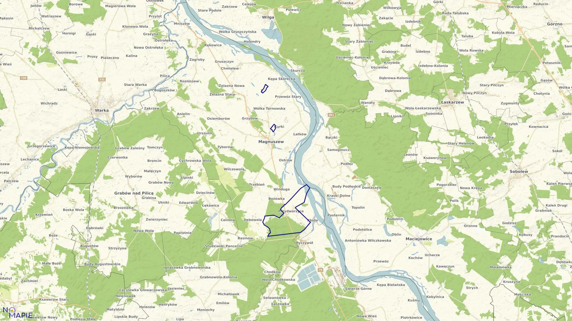 Mapa obrębu Przydworzyce gmina Magnuszew
